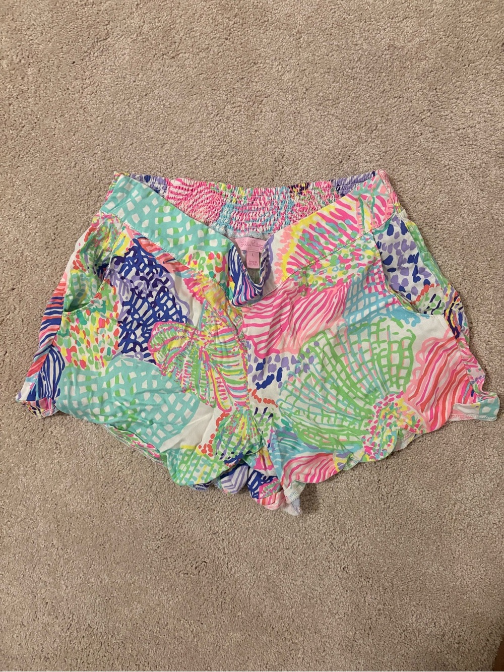 Lilly Pulitzer Pink, Green & Blue Tropical Print Athletic Shorts